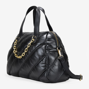 Bolso bowling negro con cosido acolchado