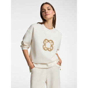 Elena Mirò - Felpa con maxi ricamo Monogram - Bianco