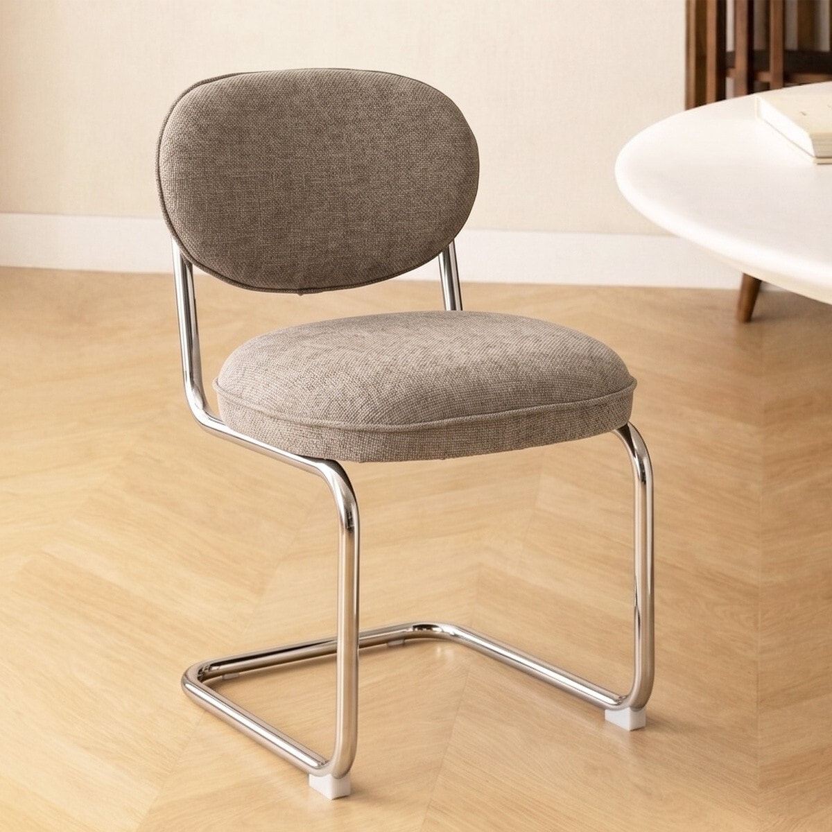 Lot de 2 chaises de salle à manger chromées en tissu chenille - LOU