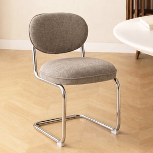 Lot de 2 chaises de salle à manger chromées en tissu chenille - LOU