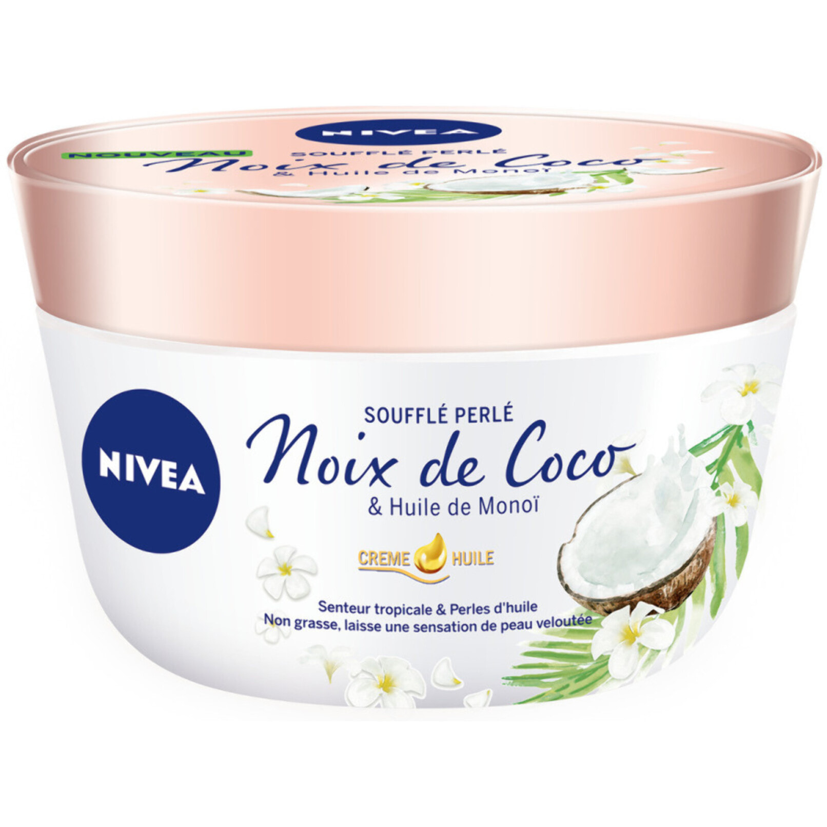 Pack de 3 - Baume Soufflé Perlé corps hydratant NIVEA Huile de Monoi et Noix de Coco pour peaux extra sèches et tiraillées 200ml