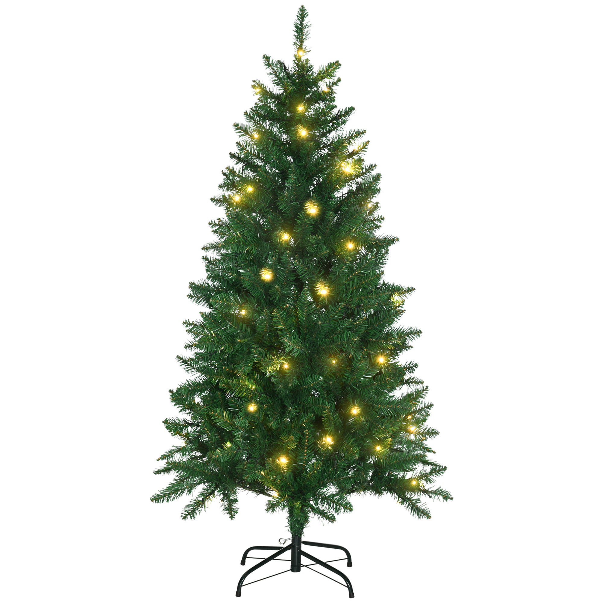 HOMCOM Árbol de Navidad Artificial Altura 150 cm Ignífugo con 502 Ramas 150 Luces LED IPX2 8 Modos Hojas de PVC Base Plegable y Soporte Metálico Decoración Navideña para Interiores Verde