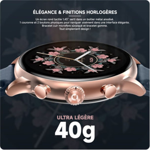 Montre connectée ECHO Rainbow Voyager OrRose Silico+Bleu Cuir