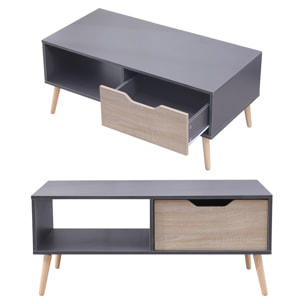 Table basse avec tiroir style scandinave grise FREJA