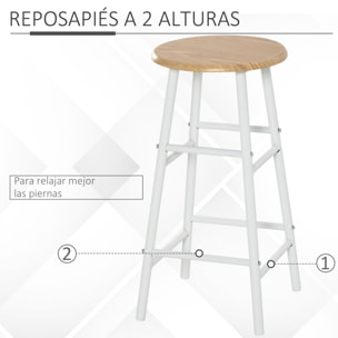 Juego de Mueble de Bar con Mesa Alta y 2 Taburetes para Cocina 80x50x90cm Blanco