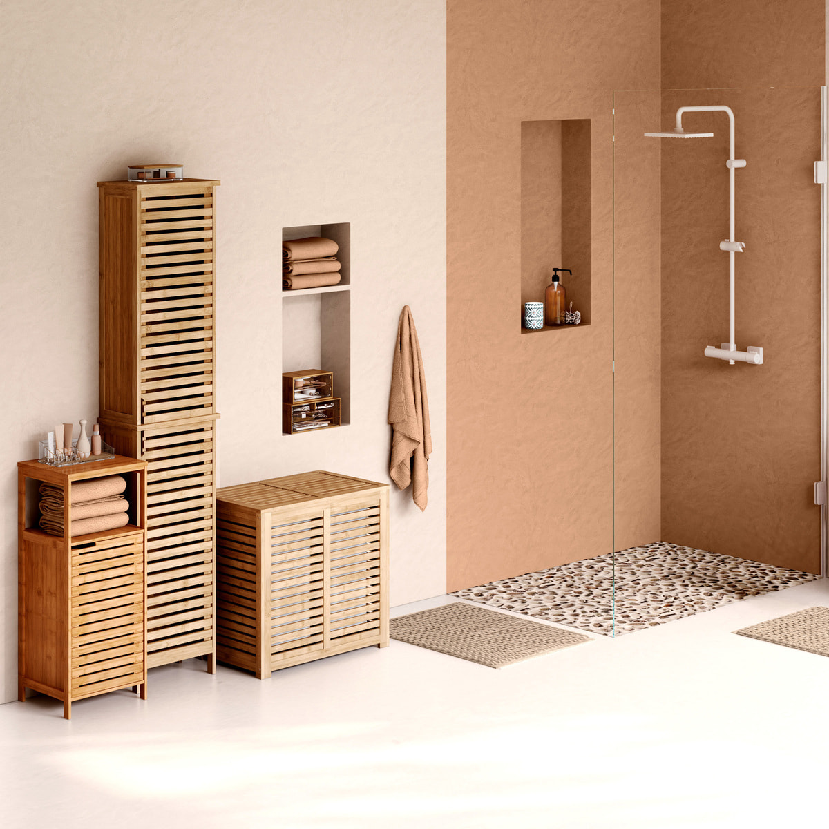 Panier à linge double 50L Bambou Sicela