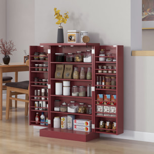 Armoire de cuisine 2 portes total 14 étagères - dim. 60L x 30l x 104H cm - MDF bordeaux