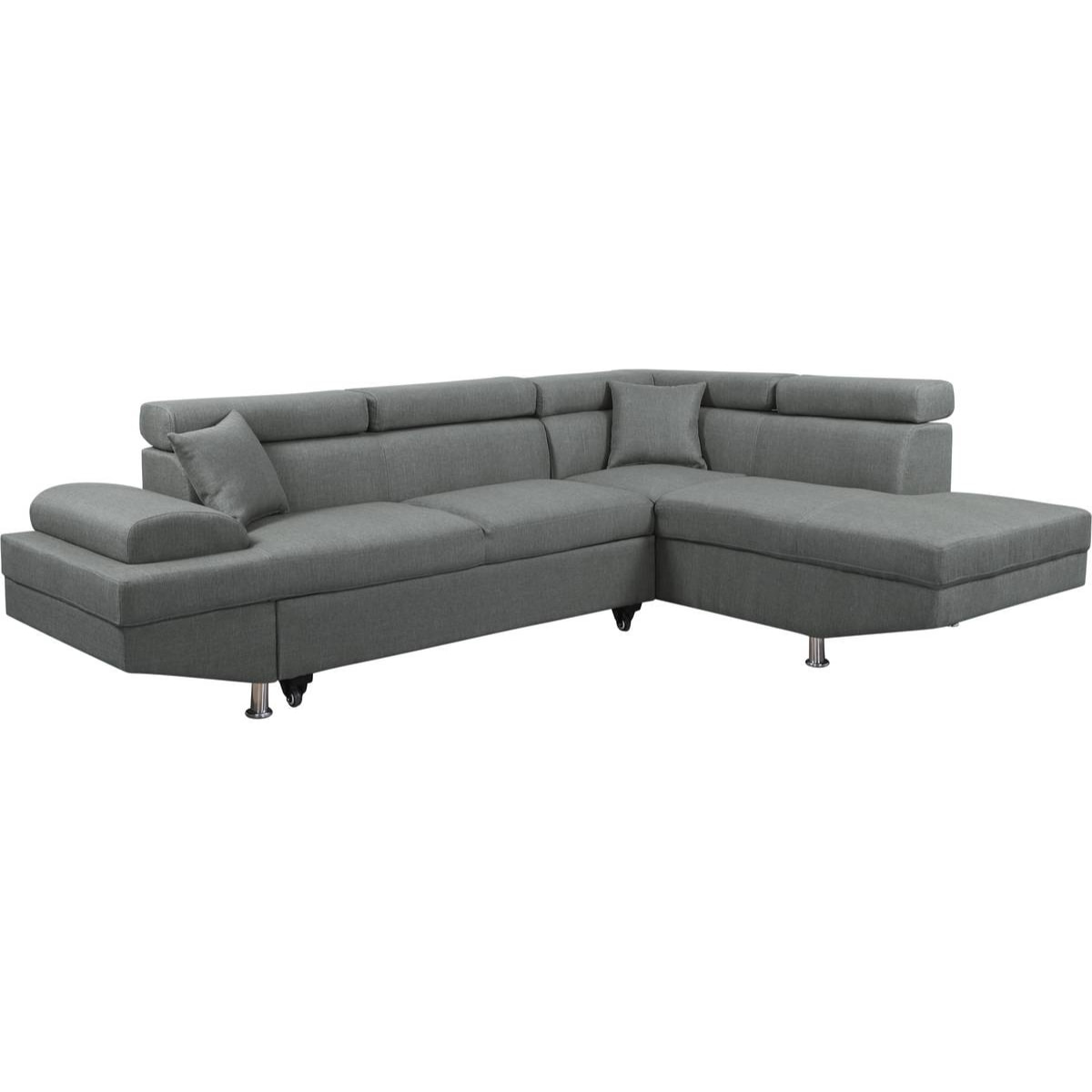 Canapé d'angle "Sophia luxe" - 265 x 190.5 x 80/91 cm - Gris - Angle droit