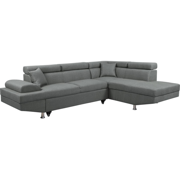Canapé d'angle "Sophia luxe" - 265 x 190.5 x 80/91 cm - Gris - Angle droit