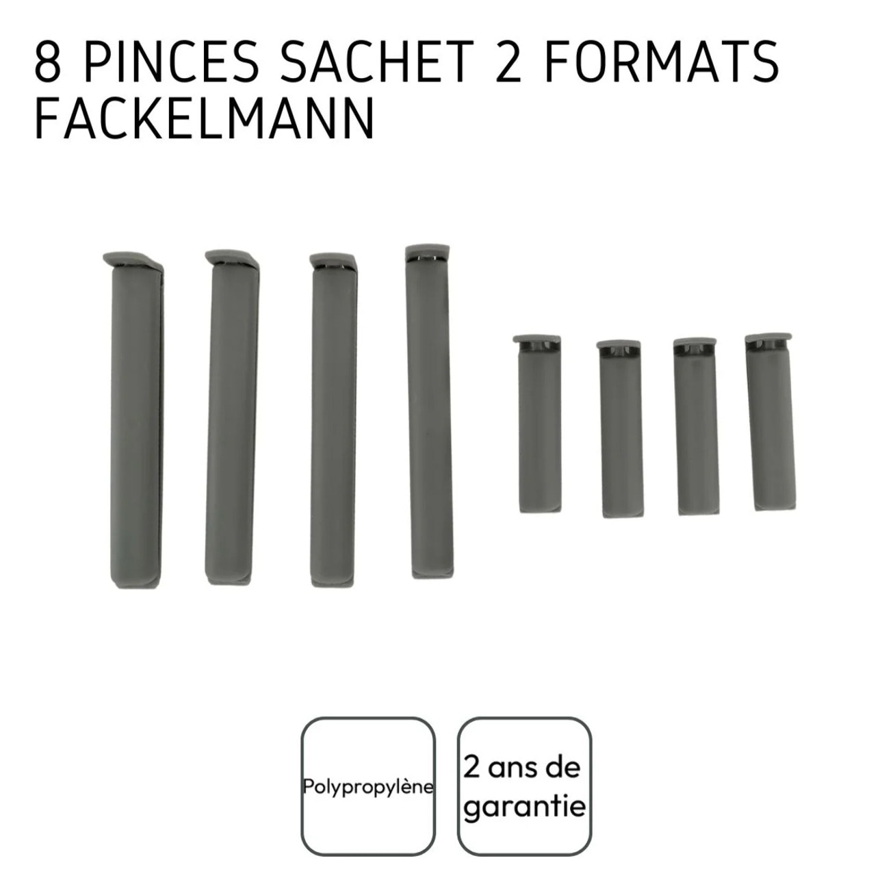 Lot de 8 clips fermeture de sachet Fackelmann Tecno
