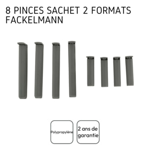 Lot de 8 clips fermeture de sachet Fackelmann Tecno