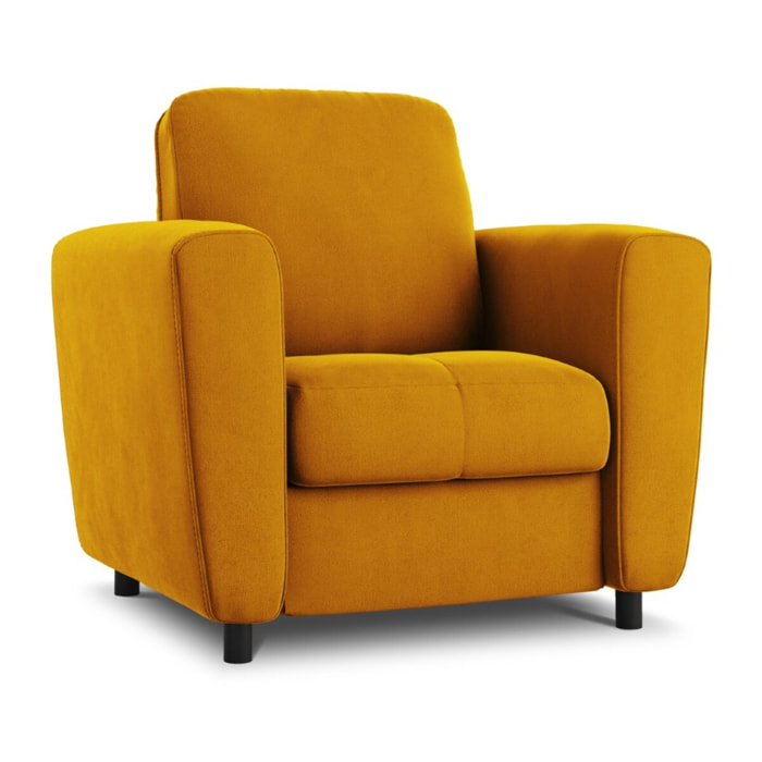 Fauteuil "Audra" en velours jaune