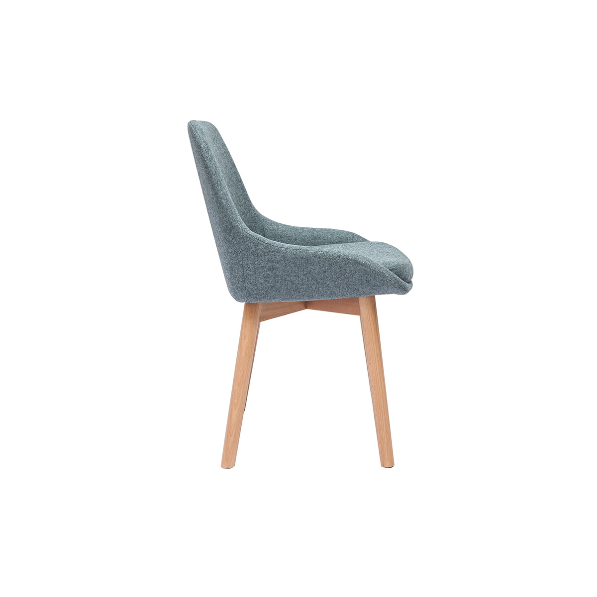 Chaises scandinaves en tissu vert de gris et bois clair massif (lot de 2) HOLO