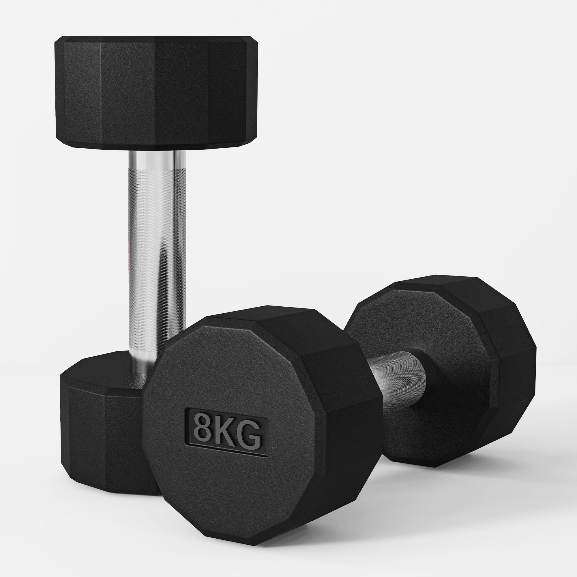 SPORTNOW Juego de Mancuernas Dodecagonales, 2 x 8 kg, de Metal, Recubiertas de Goma, Juego de Pesas con Agarres Antideslizantes para Entrenamiento en Casa, Gimnasio y Oficina, Negro
