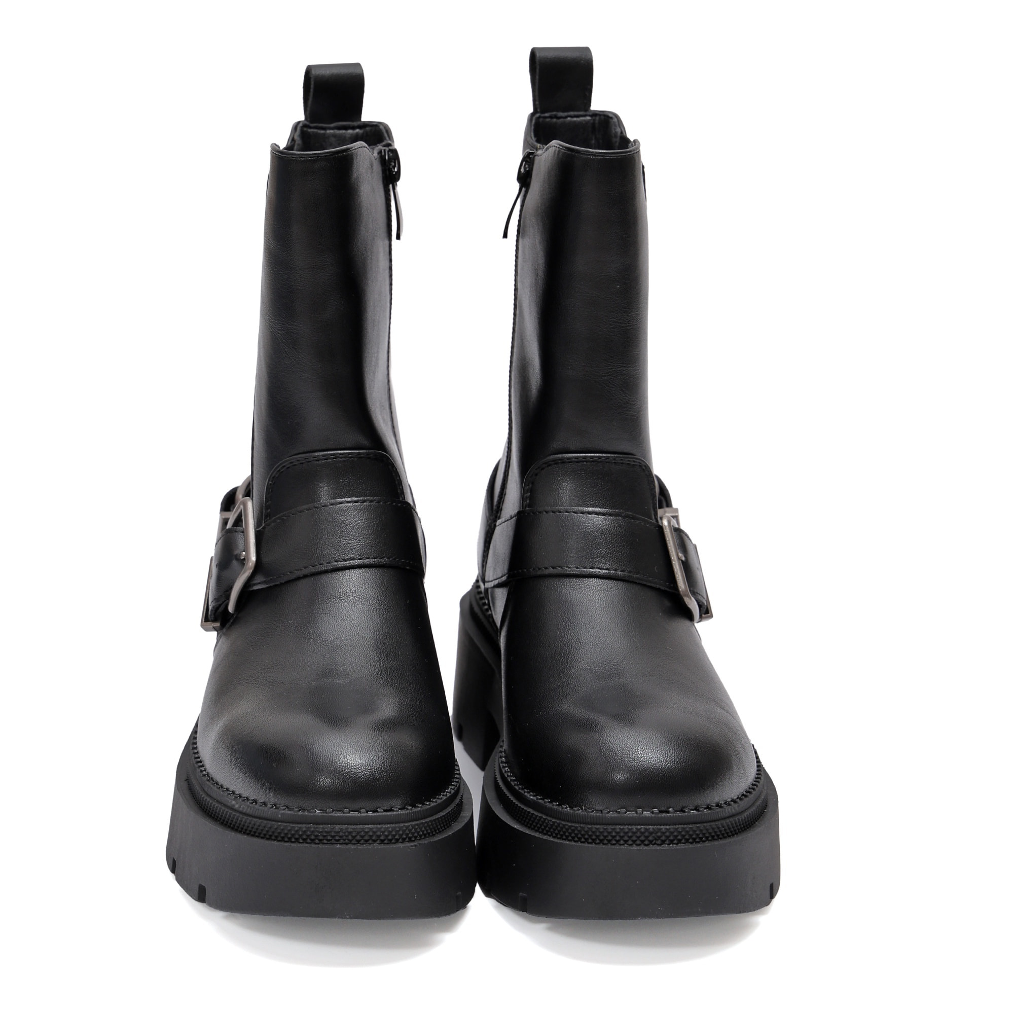 Stivaletto in simil pelle con fascia elastica e cinturini