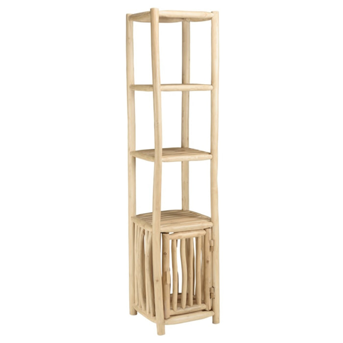 WILL - Étagère 2 niveaux 1 porte en branches de teck naturel