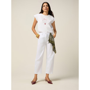 Oltre - Pantaloni barrel con bandana - Bianco