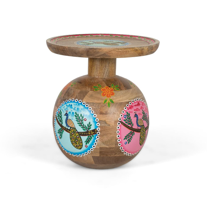 Mesas Auxiliare de Madera de Mango 42 Cm Estilo Étnico Boho