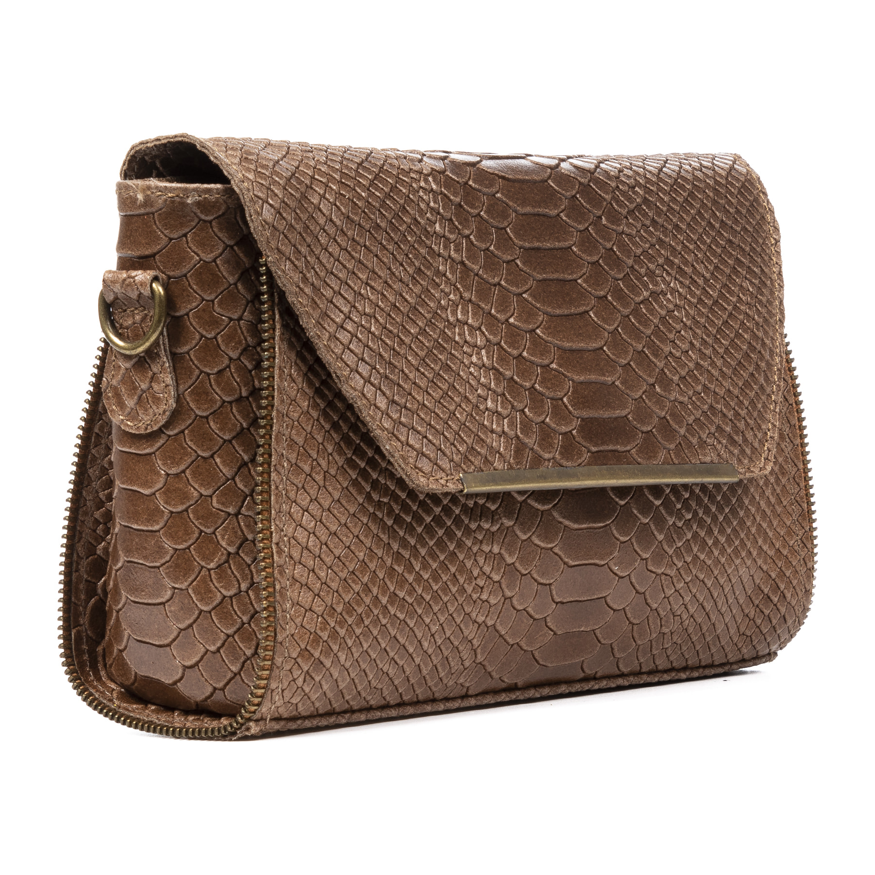 Mariola Bolso bandolera Mujer.Piel auténtica Gamuza Grabado Serpiente