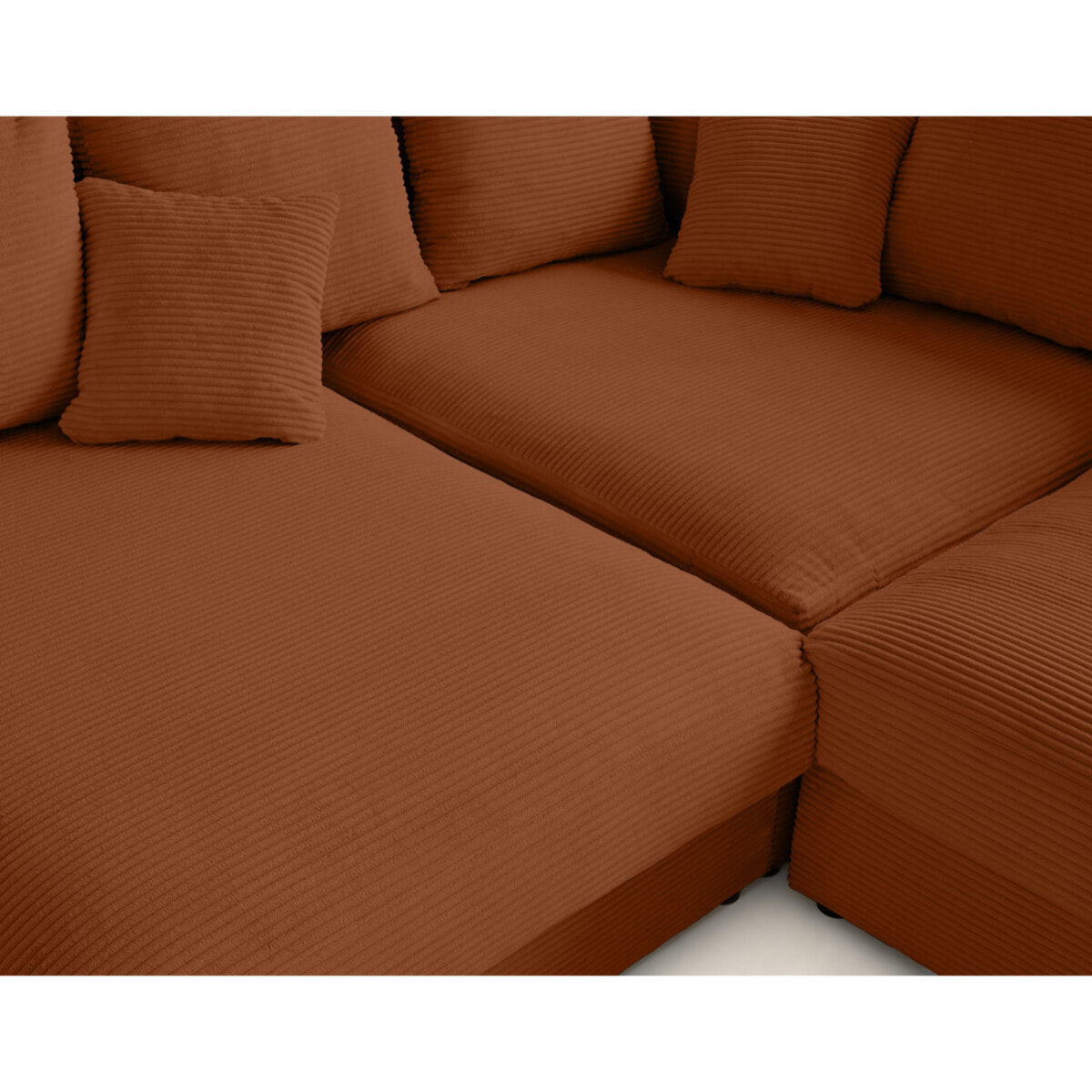 Aspen - canapé d'angle réversible 5 places - assise profonde - en velours côtelé - Terracotta
