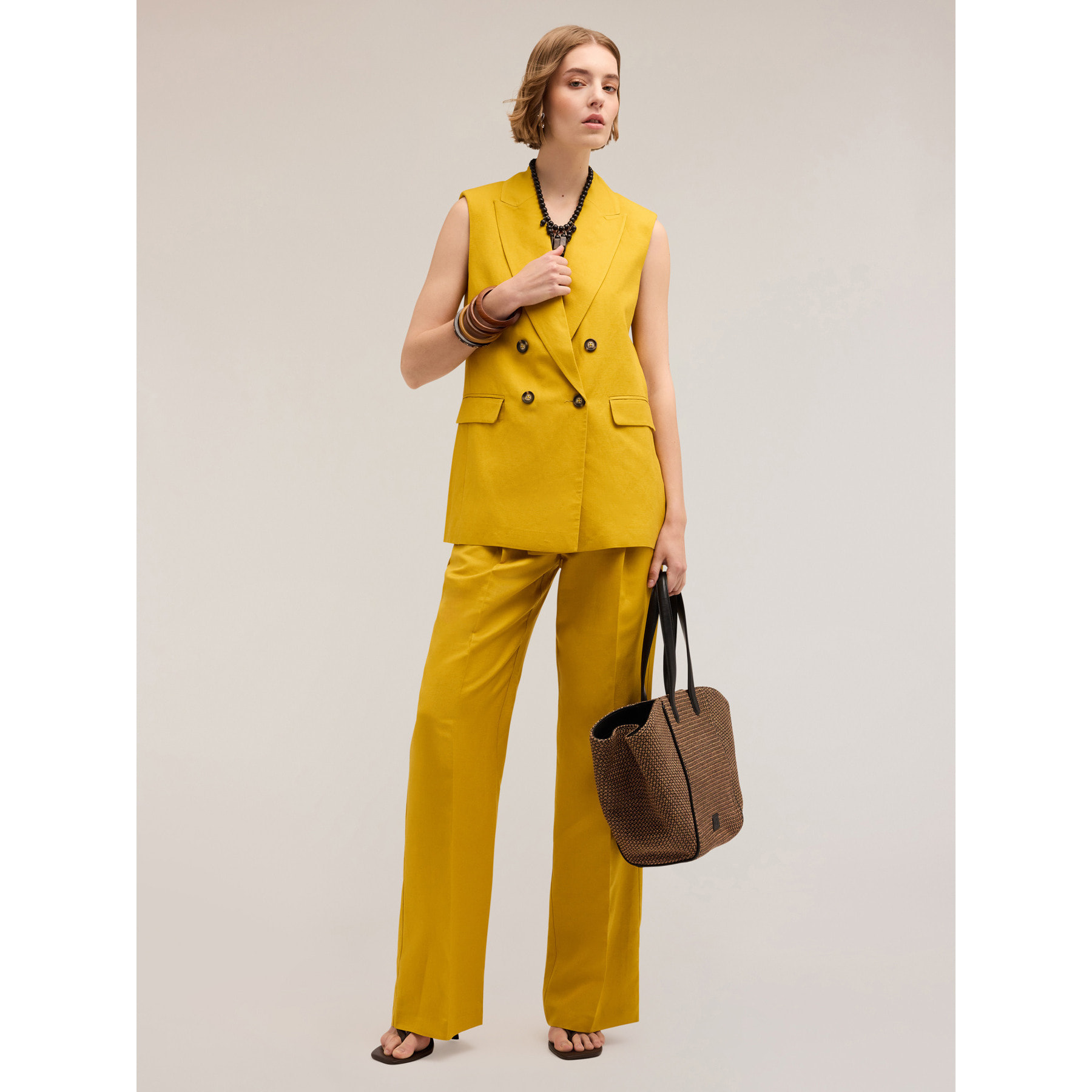 Motivi - Gilet over misto lino - Giallo