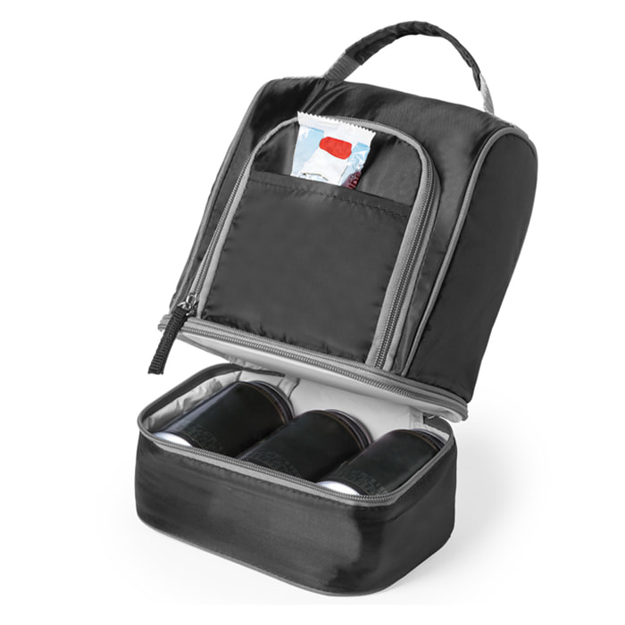 Frigorifero portatile tutto terreno Listak, con 2 compartimenti indipendenti. Interno isotermico in PEVA.