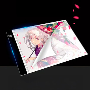 Mesa de dibujo LED retroiluminada tamaño A3 con escala.