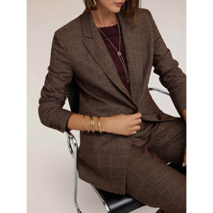 Motivi - Blazer check in tessuto tinto filo - Marrone