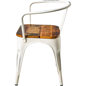 XILOT - SEDIA CON BRACCIOLI IN METALLO CHIARO E SEDUTA IN LEGNO - misura 38x38x70 - SET 2 pezzi