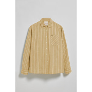 Camicia senape Scarlet a righe loose fit con chiusura a bottoni perlata