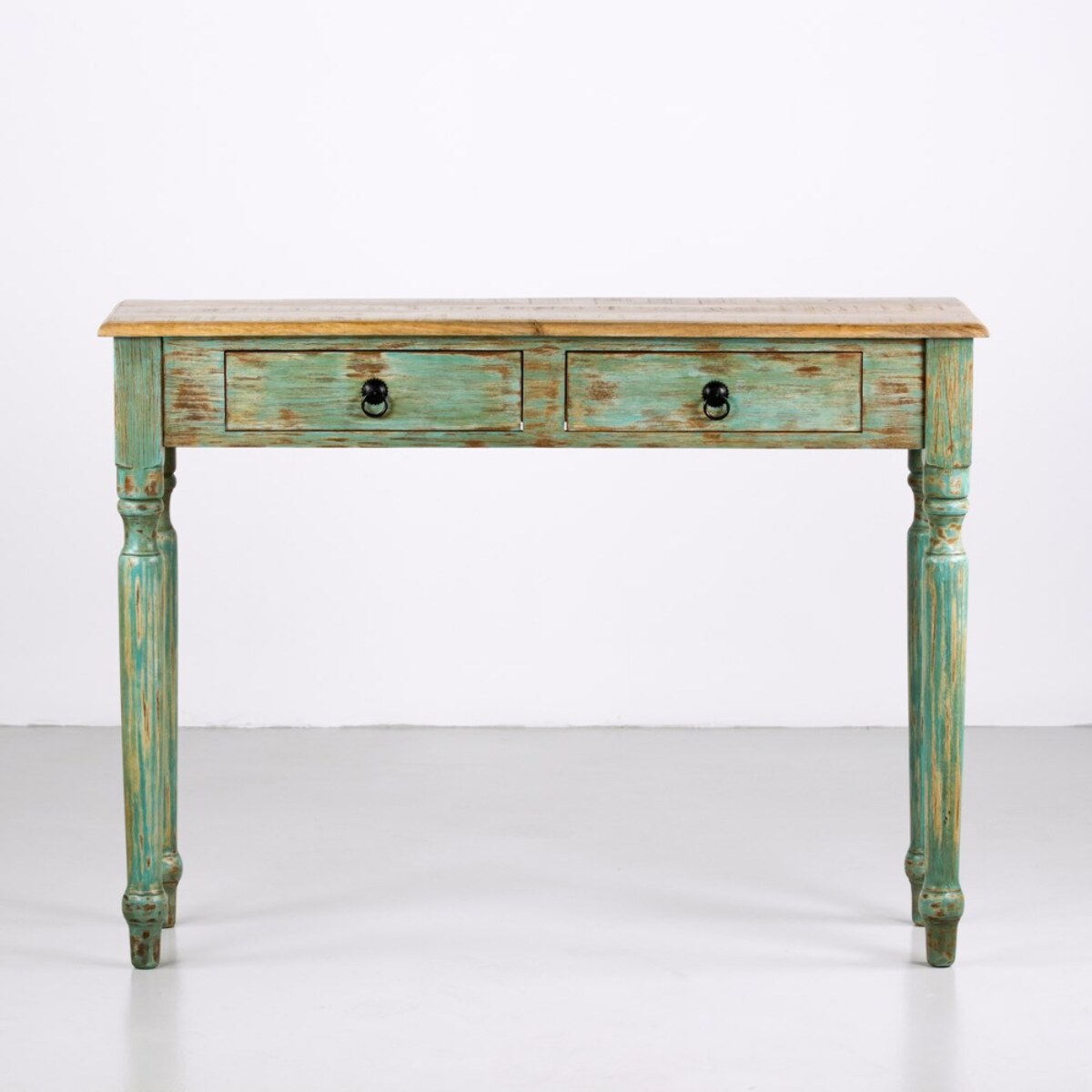 Consolle in mango con finitira azzurra 110x35x72 cm