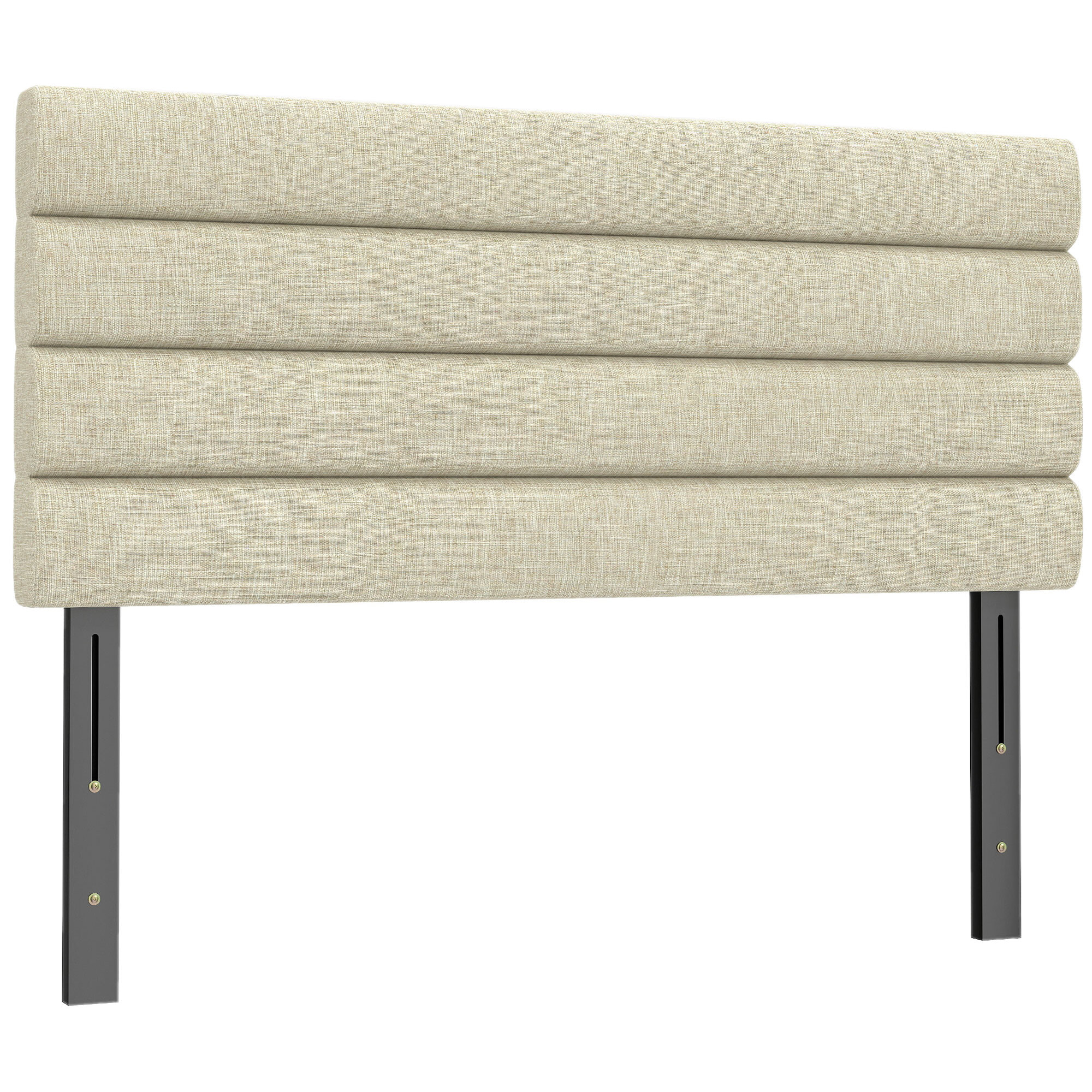 Tête de lit matelassée hauteur réglable 3 niveaux dim. L.140 x P.10 x H.106/116/126 cm tissu beige