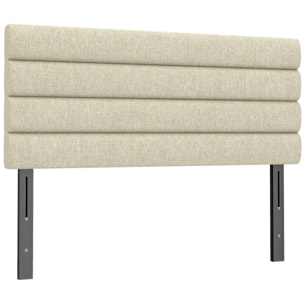 Tête de lit matelassée hauteur réglable 3 niveaux dim. L.140 x P.10 x H.106/116/126 cm tissu beige