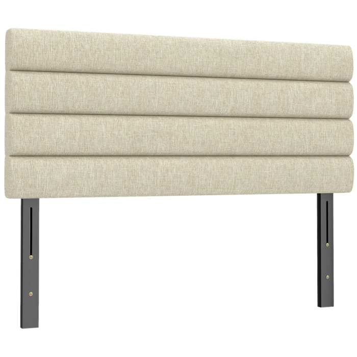 Tête de lit matelassée hauteur réglable 3 niveaux dim. L.140 x P.10 x H.106/116/126 cm tissu beige