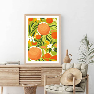 Poster bel oranger Affiche + cadre en bois - Chêne