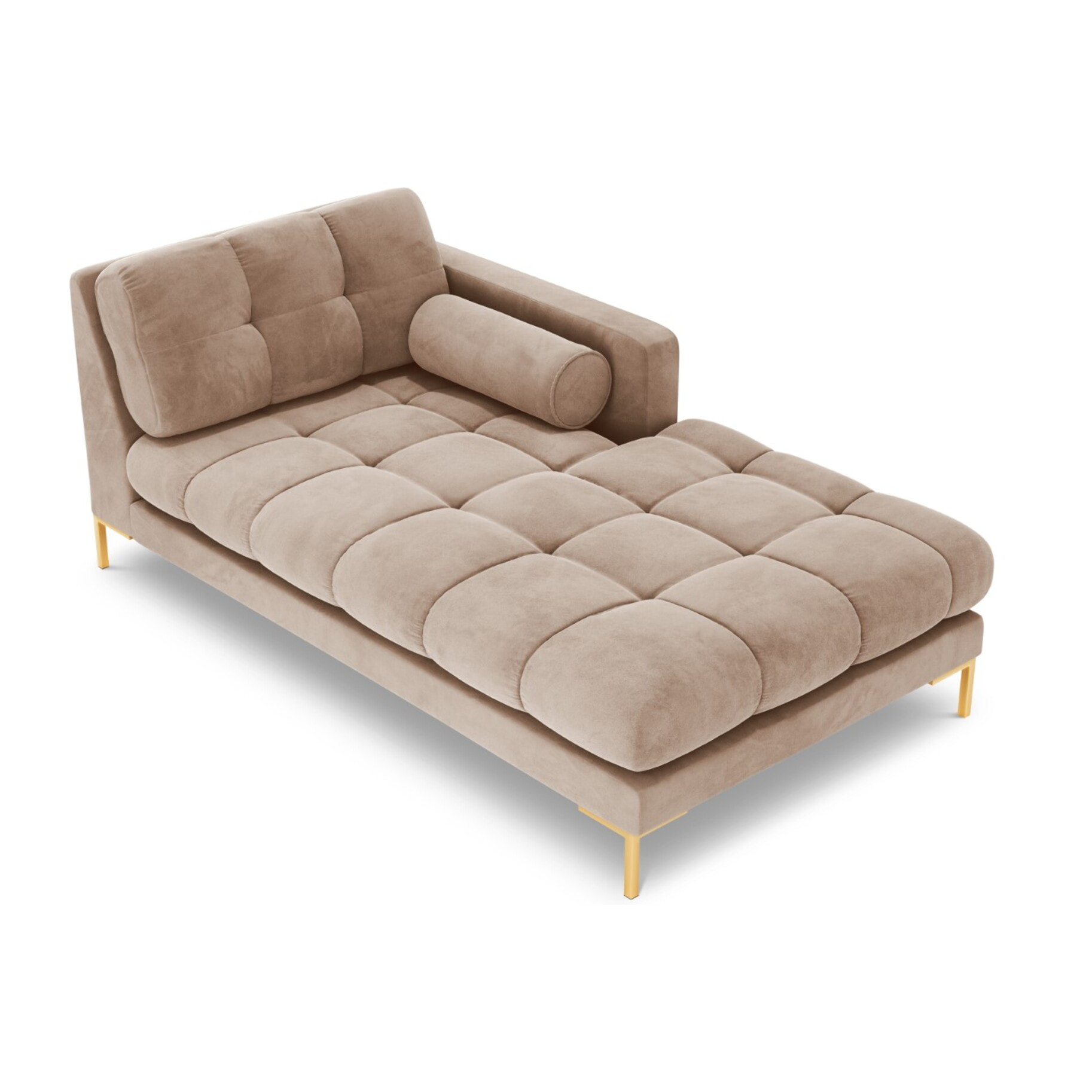 Méridienne droite "Bali" en velours beige