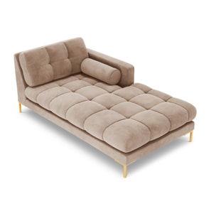 Méridienne droite "Bali" en velours beige