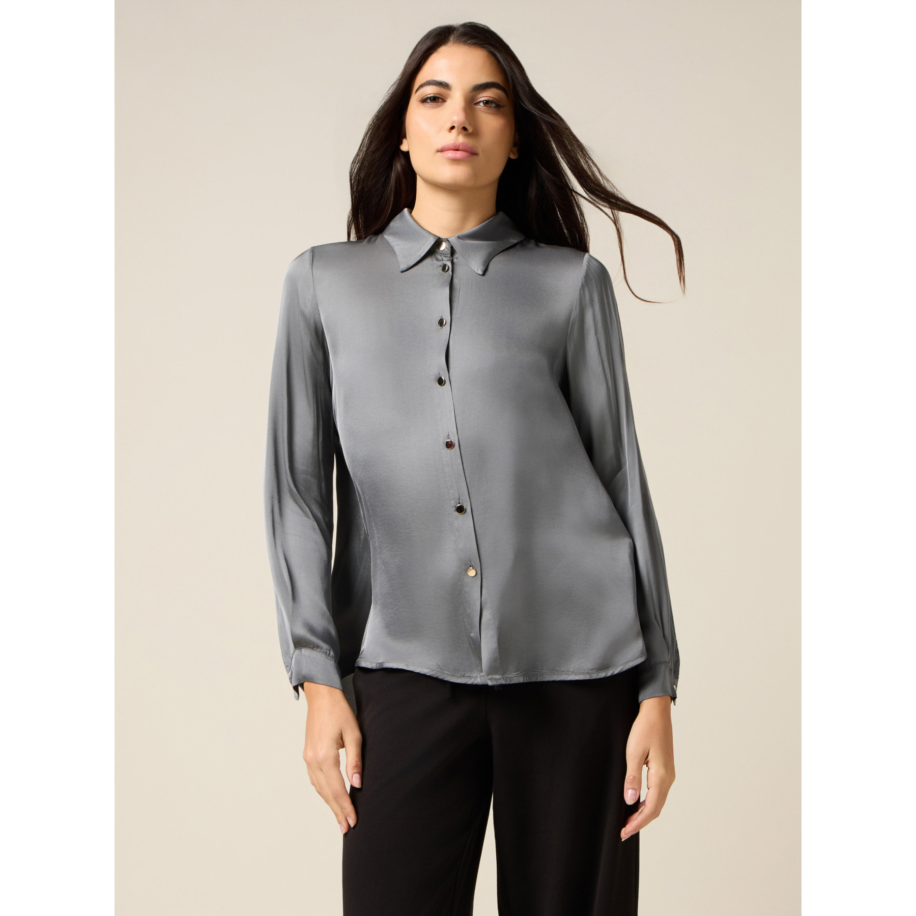 Oltre - Camisa de satén de viscosa - Gris