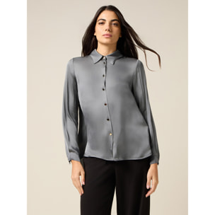 Oltre - Camisa de satén de viscosa - Gris