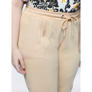 Fiorella Rubino - Pantaloni joggers in due tessuti - Beige