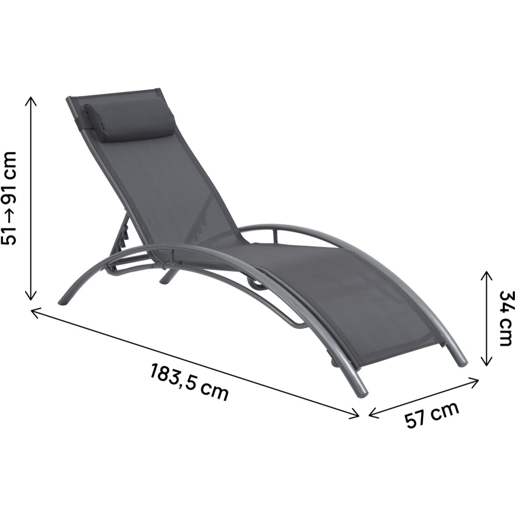 Bain de soleil en aluminium "Beauty" - Phoenix - Gris foncé / Argenté - Lot de 2