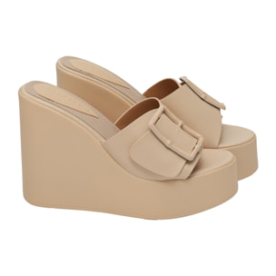 Ciabatta con zeppa - tacco 12,5 cm - plateaux 4,5 cm