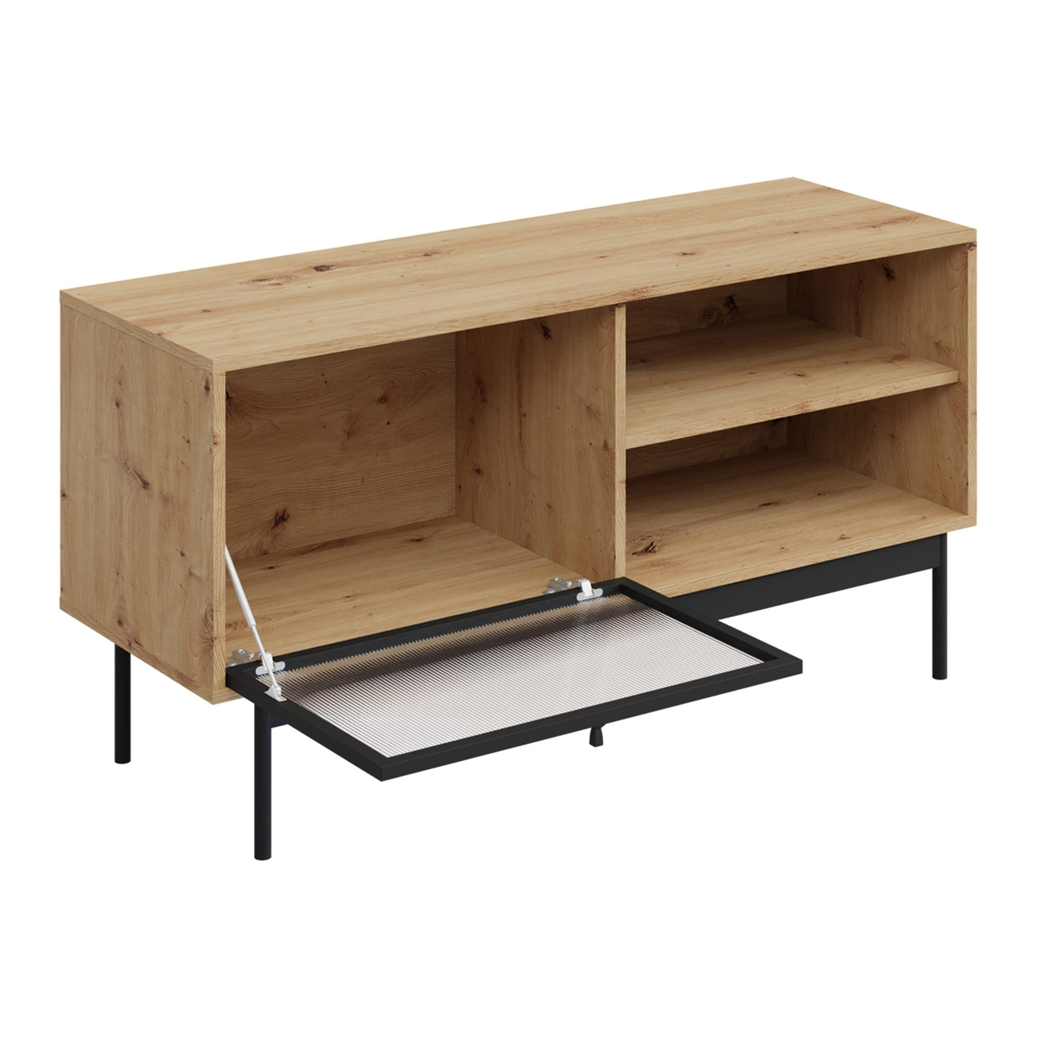 Lamia - meuble TV - bois et noir - 117 cm - Noir / Bois