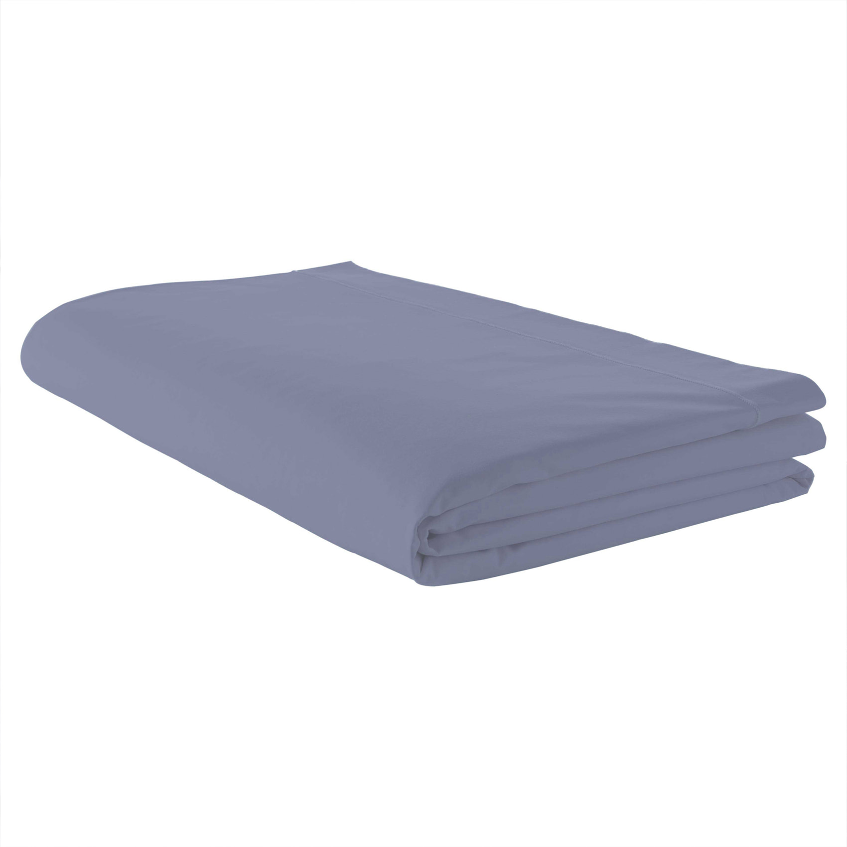Drap plat piqué uni en percale de coton - Bleu gris