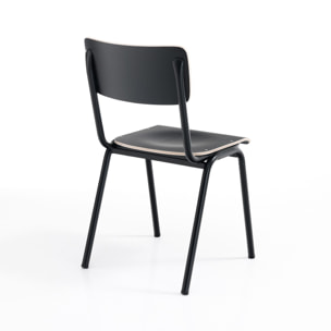 Tomasucci Lot de 4 Chaises OLD SCHOOL NOIRES
