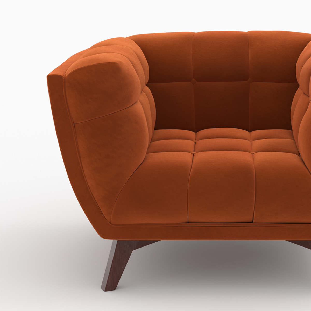 Ensemble canapé et fauteuil en velours orange 4 places - Mona