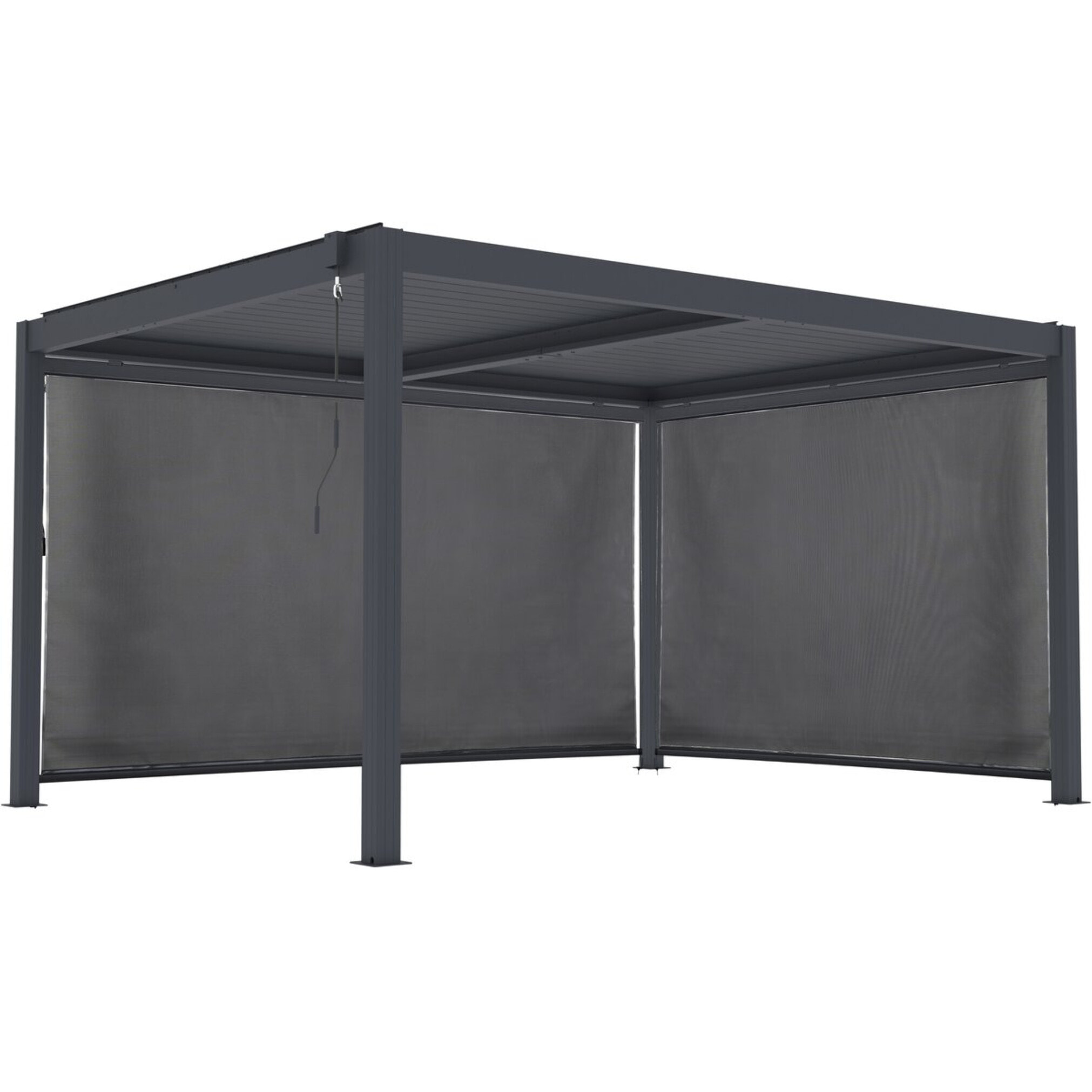 Pergola bioclimatique avec led et 2 stores en aluminium "Windsor premium" - 3 x 4 m - Gris