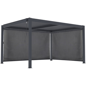 Pergola bioclimatique avec led et 2 stores en aluminium "Windsor premium" - 3 x 4 m - Gris