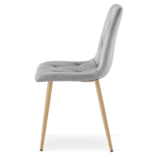 Sedia Libra in velluto grigio chiaro con gambe effetto legno