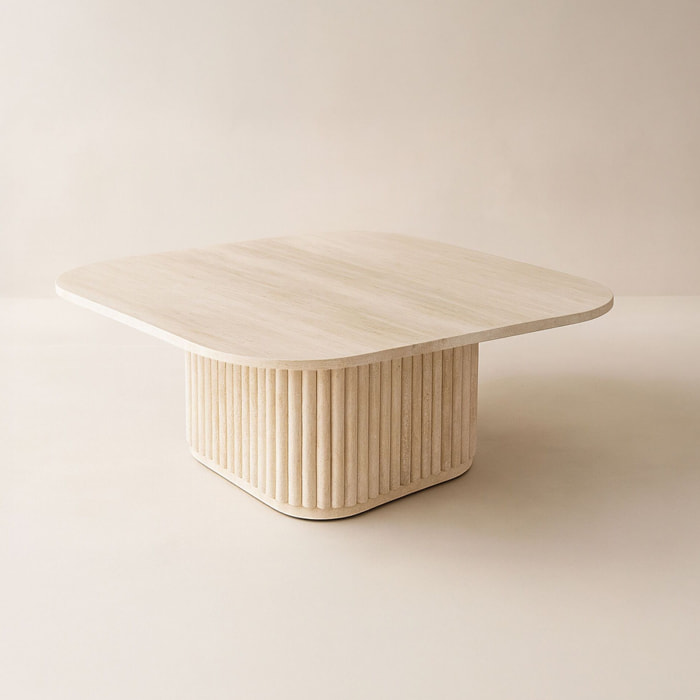 Table basse carré effet travertin 80cm SUSAN